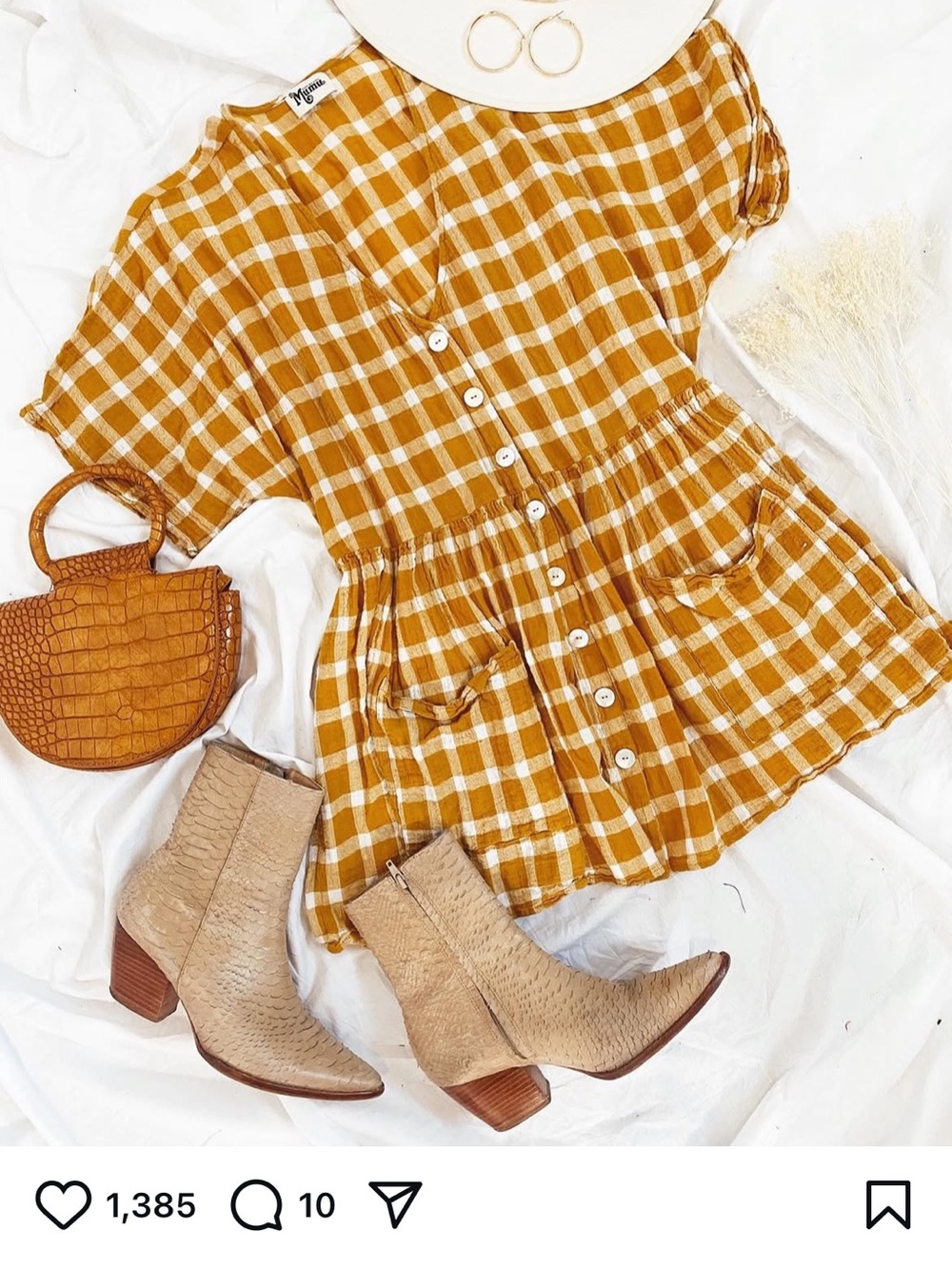 Show Me Your MuMu Mustard Yellow + White Gingham Mini Dress